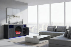 Nyla - 60" Entertainment Unit With Speakers And LED - Dark Gray / Light Gray