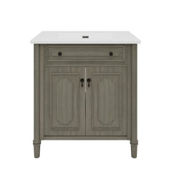 Vintage Bathroom Vanity With Sink, Rustic Cabinet With Soft Close Doors