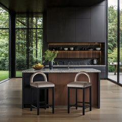 Conrad - Velvet Counter Stool With Black Legs