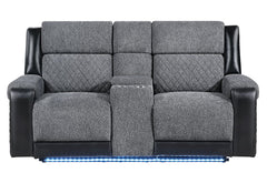 U5914 - 3 Piece Living Room Set (Reclining Sofa / Console Reclining Loveseat / Recliner) - Gray / Black