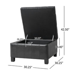 Square Tufted Indoor Ottoman With Lift-Top Storage