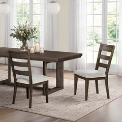 Upholstered Dining Chair With Ladder Back Design (Set of 2) - Dark Oak