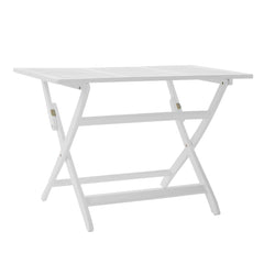 Blissique - Outdoor Foldable Wood Dining Table With Slat Design - White