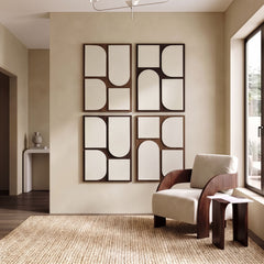 Icon - Mango Wood 4 Piece Wall Art - Brown / Natural
