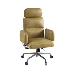Davu Vintage Top Grain Leather & Iron Swivel Office Chair