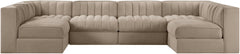 Rummi - Armless Velvet Performance Fabric Upholstered 6 Piece Modular Sectional