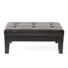 Chatham - Ottoman With Drawer Leather Storage Solution - Dark Coffee