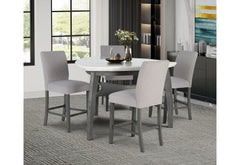D8192 - 5 Piece Dining Room Set (Triangle Bar Table And Four Bar Stools) - Light Gray