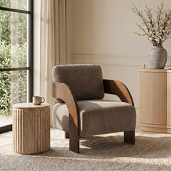 Cedra - Velvet Performance Fabric Upholstered Accent Chair - Brown Frame