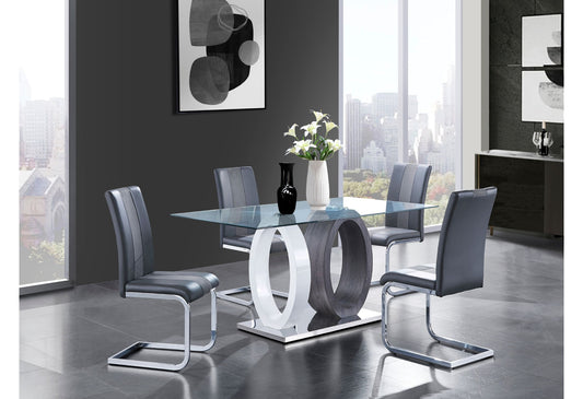 D1628 - 9 Piece Dining Room Set (Dining Table And 8 Dinning Chairs) - Gray