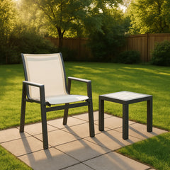 Nizuc - Outdoor Patio Dining Arm Chair With Gray Frame (Set of 2)