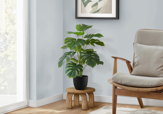 24" Tall, Artificial Plant, Monstera, Indoor, Faux, Fake, Table, Greenery, Potted, Real Touch, Decorative - Green / Black