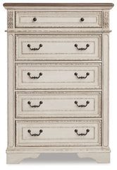 Realyn - Five Drawer Chest - White / Brown / Beige