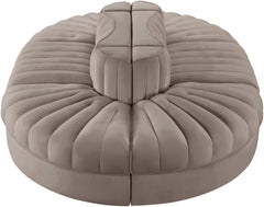 Rummi - Oval Velvet Performance Fabric Upholstered 6 Piece Modular Sectional