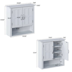 Multi Functional Wall Mounted Cabinet With Adjustable Shelves For Bathroom