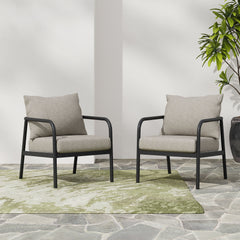 Leora - Modern Minimalist Round Tube Sofa Chair With Cushions - Beige / Black