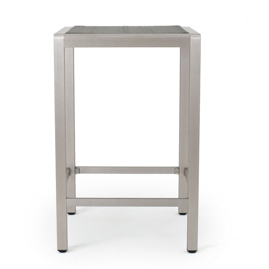 Outdoor 43" Aluminum Bar Table With Rattan Table Top - Gray