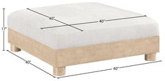Turin - Chenille Fabric Upholstered Modular Ottoman - Natural Base