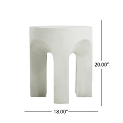 Outdoor Round Top Side Table / End Table, Living Room Accent Table - Antique White