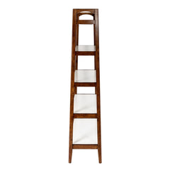 Mid - Century Design 5 Shelf Bookcase - Off White / Pecan