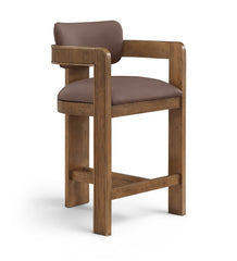 Sacha - Vegan Leather Upholstered Counter Stool With Brown Base