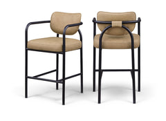 Serava - Faux Leather Upholstered Bar Stool - Tan
