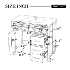 Bathroom Vanity With Sink, Soft Close Doors & Drawers - Wood