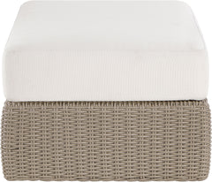 Seacrest - Olefin Water Resistant Fabric And Wicker Outdoor Patio Ottoman/Coffee Table