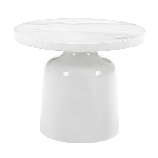 Zaid - Engineering Marble High Gloss End Table - White
