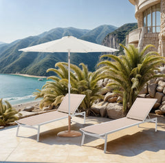 Fiji - Aluminum Patio Umbrella With Round Teak And White Base