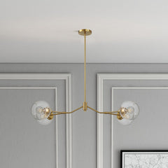 Jewel - 4 Lights Chandelier Ceiling Hanging Light Fixture - Clear / Gold