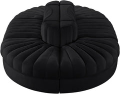 Rummi - Oval Velvet Performance Fabric Upholstered 6 Piece Modular Sectional