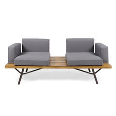 2 Piece Patio Set With Loveseat And Coffee Table - Natural / Dark Gray