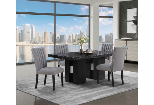 5 Piece Dining Room Set (D03 Dining Table And 4 D8685 Dining Chairs) - Gray / Black