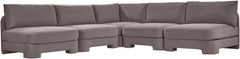 Hammond - Velvet Performance Fabric Upholstered 5 Piece Armless Sectional