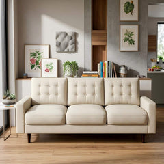3 Seat Sofa Couch With Tufted Back Upholstered Couch For Living Room