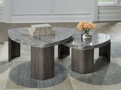 Surmour - Stacked Cocktail Table - Gray / Brown