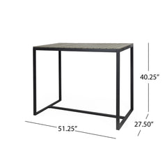 Ernesto - Outdoor Industrial Acacia Wood Bar Table With Metal Frame - Gray / Black