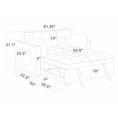 Sienna - Tufted Convertible Sleeper Sofa With Chaise - Gray
