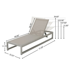 Outdoor Chaise Lounge (Set of 2) With Adjustable Aluminum Frame And Textilene Mesh Seating - Gray