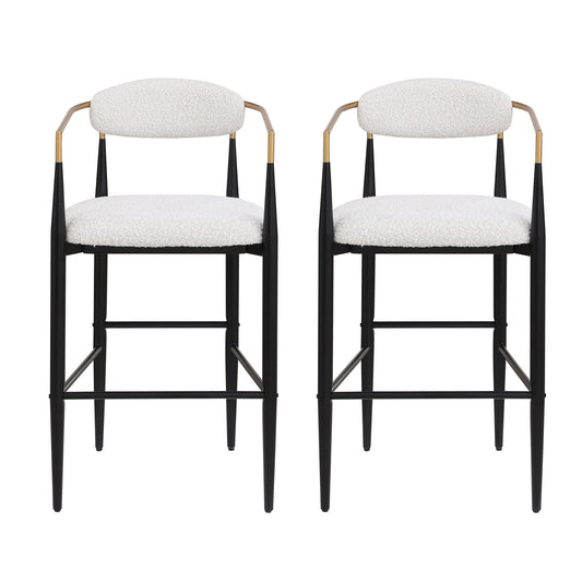 Upholstered Bar Stools With Backs For Kitchen Island (Set of 2) - Beige
