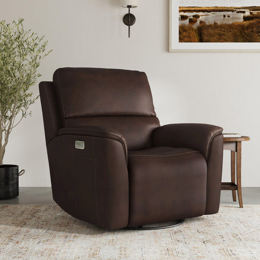 Henry - Power Swivel Gliding Recliner With Power Headrest, Lumbar, Heat & Massage