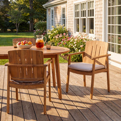 Outdoor Dining Chairs (Set of 2) - Beige / Teak