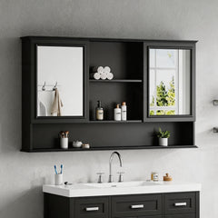 Wall Mounted Bathroom Medicine Cabinet With Double Mirrored Doors