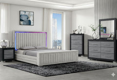 Elias - 5 Piece King Bedroom Set - Black / Gray