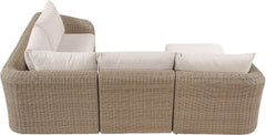 Seacrest - Olefin Water Resistant Fabric And Wicker 5 Piece Outdoor Patio Modular Sectional