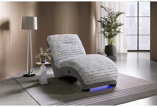 Dominic - Chaise With LED And USB - Gray