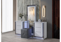 Ylime - Vanity With LED And Stool - White