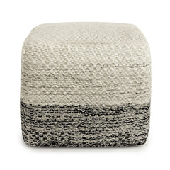 Macie - Square Woven Outdoor / Indoor Pouf - White