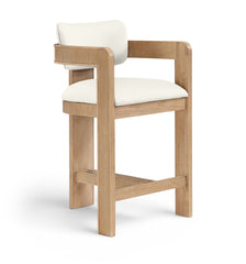 Sacha - Vegan Leather Upholstered Counter Stool With Natural Base